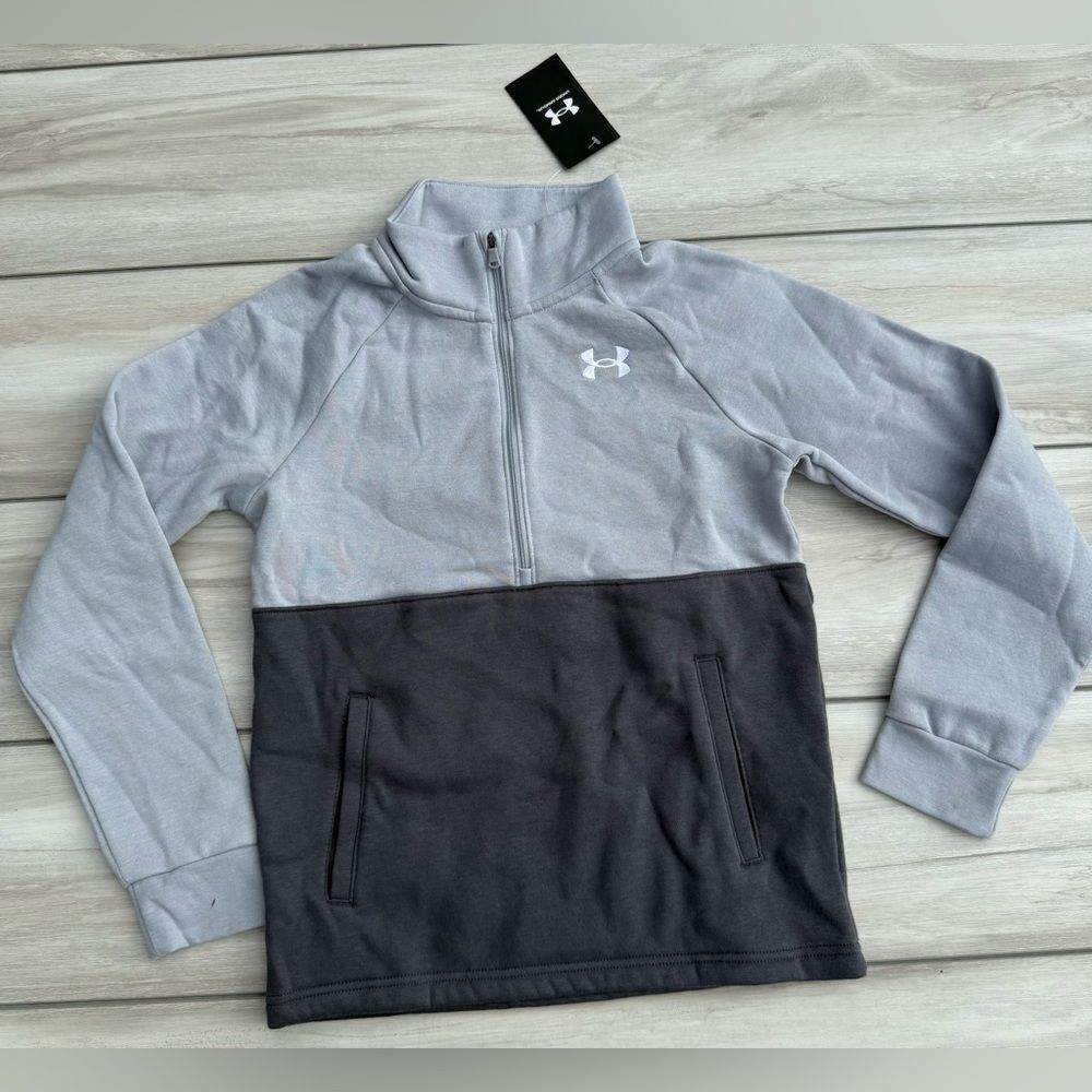 Under Armour Boys Rival Fleece 1/2 Zip Grey Medium NWT